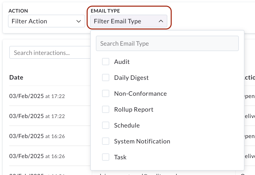 Email Type Filter